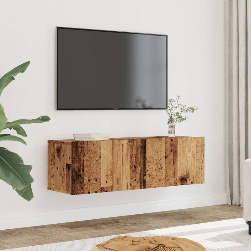 Casa si Gradina - Mobilier - Comode si corpuri - Comode - Comoda TV de perete, 2 buc. lemn vechi, 100x30x30 cm - Infinity.ro