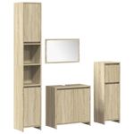 Casa si Gradina - Mobilier - Seturi de mobilier - Seturi baie - Set mobilier de baie, 4 piese, stejar sonoma, lemn prelucrat - Infinity.ro