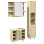 Casa si Gradina - Mobilier - Seturi de mobilier - Seturi baie - Set mobilier de baie, 3 piese, stejar sonoma, lemn prelucrat - Infinity.ro