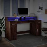 Casa si Gradina - Mobilier - Mese si birouri - Birouri - Birou cu lumini LED, stejar maro, 160x55x91 cm, lemn prelucrat - Infinity.ro
