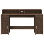 Casa si Gradina - Mobilier - Mese si birouri - Birouri - Birou cu lumini LED, stejar maro, 160x55x91 cm, lemn prelucrat - Infinity.ro