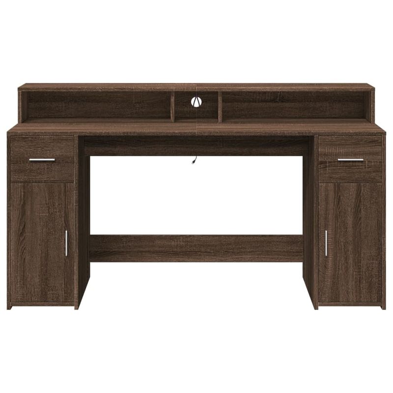 Casa si Gradina - Mobilier - Mese si birouri - Birouri - Birou cu lumini LED, stejar maro, 160x55x91 cm, lemn prelucrat - Infinity.ro