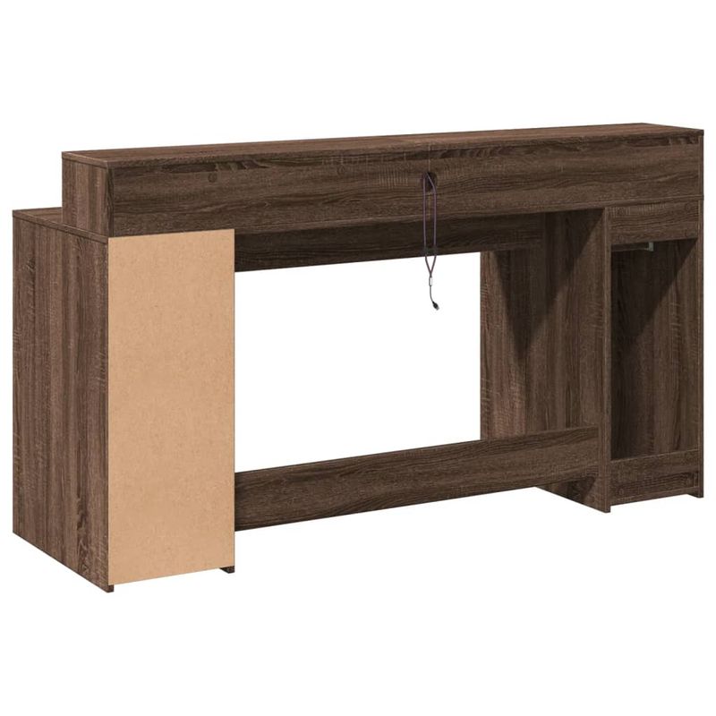 Casa si Gradina - Mobilier - Mese si birouri - Birouri - Birou cu lumini LED, stejar maro, 160x55x91 cm, lemn prelucrat - Infinity.ro