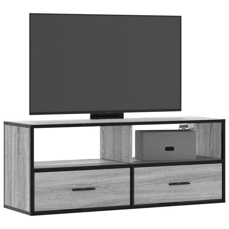 Casa si Gradina - Mobilier - Comode si corpuri - Comode - Dulap TV, gri sonoma, 100x31x39,5 cm, lemn prelucrat si metal - Infinity.ro