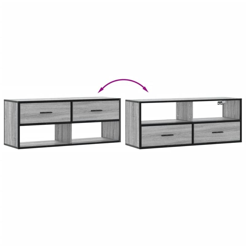 Casa si Gradina - Mobilier - Comode si corpuri - Comode - Dulap TV, gri sonoma, 100x31x39,5 cm, lemn prelucrat si metal - Infinity.ro