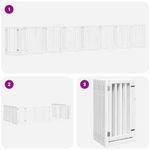 Petshop - Accesorii petshop - Culcusuri si custi - Tarcuri si colivii - Poarta caini pliabila cu usa 15 panouri, alb, 750 cm, lemn plop - Infinity.ro