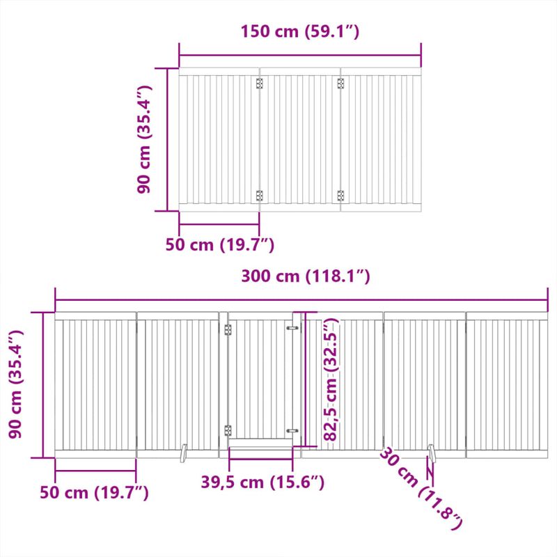 Petshop - Accesorii petshop - Culcusuri si custi - Tarcuri si colivii - Poarta caini pliabila cu usa 15 panouri, alb, 750 cm, lemn plop - Infinity.ro