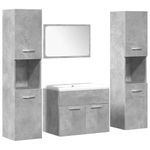 Casa si Gradina - Mobilier - Seturi de mobilier - Seturi baie - Set mobilier de baie, 4 piese, gri beton, lemn compozit - Infinity.ro