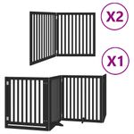 Petshop - Accesorii petshop - Culcusuri si custi - Tarcuri si colivii - Poarta caini pliabila cu usa 8 panouri negru 640 cm, lemn plop - Infinity.ro