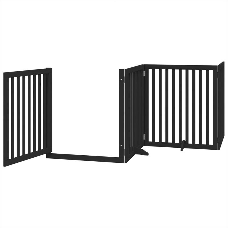 Petshop - Accesorii petshop - Culcusuri si custi - Tarcuri si colivii - Poarta caini pliabila cu usa 8 panouri negru 640 cm, lemn plop - Infinity.ro