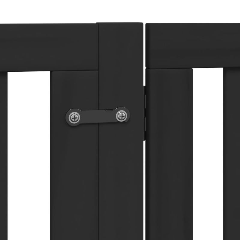 Petshop - Accesorii petshop - Culcusuri si custi - Tarcuri si colivii - Poarta caini pliabila cu usa 8 panouri negru 640 cm, lemn plop - Infinity.ro