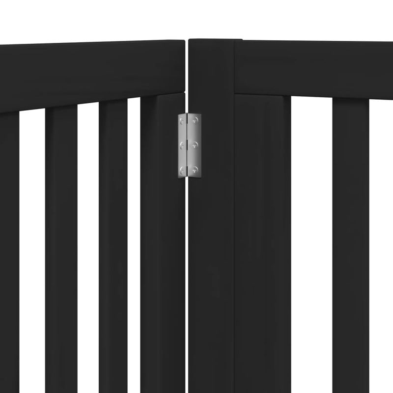 Petshop - Accesorii petshop - Culcusuri si custi - Tarcuri si colivii - Poarta caini pliabila cu usa 8 panouri negru 640 cm, lemn plop - Infinity.ro