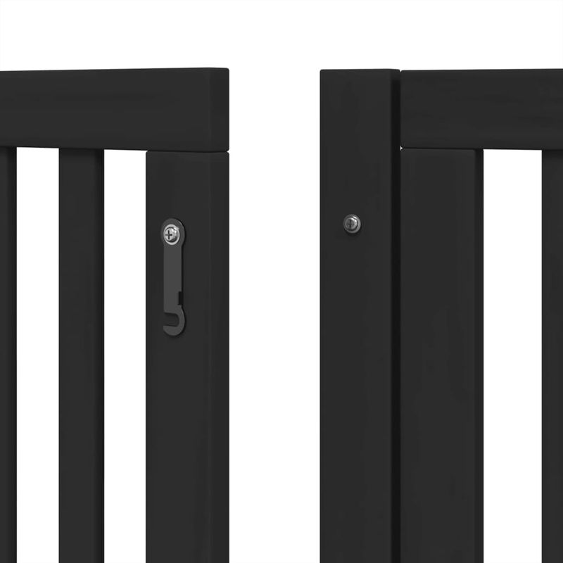Petshop - Accesorii petshop - Culcusuri si custi - Tarcuri si colivii - Poarta caini pliabila cu usa 8 panouri negru 640 cm, lemn plop - Infinity.ro