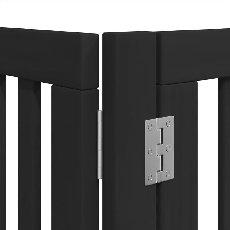 Petshop - Accesorii petshop - Culcusuri si custi - Tarcuri si colivii - Poarta caini pliabila cu usa 8 panouri negru 640 cm, lemn plop - Infinity.ro