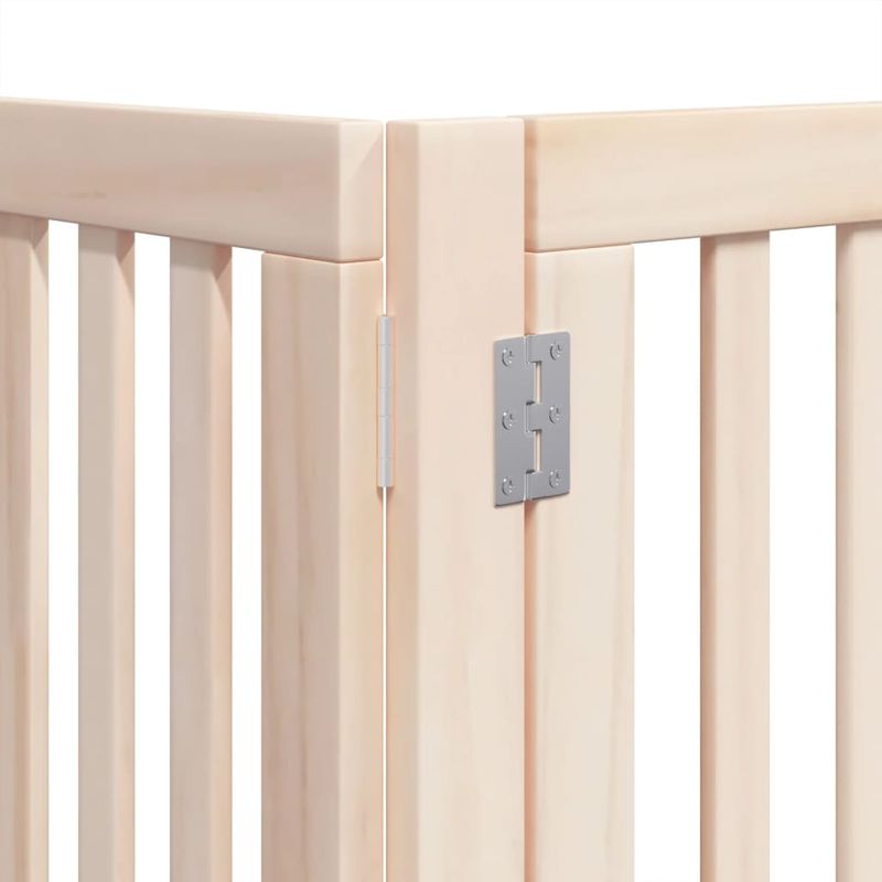 Petshop - Accesorii petshop - Culcusuri si custi - Custi interior si exterior - Poarta de caini pliabila cu usa, 15 panouri, 750 cm, lemn plop - Infinity.ro