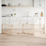 Petshop - Accesorii petshop - Culcusuri si custi - Custi interior si exterior - Poarta de caini pliabila cu usa, 4 panouri, 320 cm, lemn plop - Infinity.ro