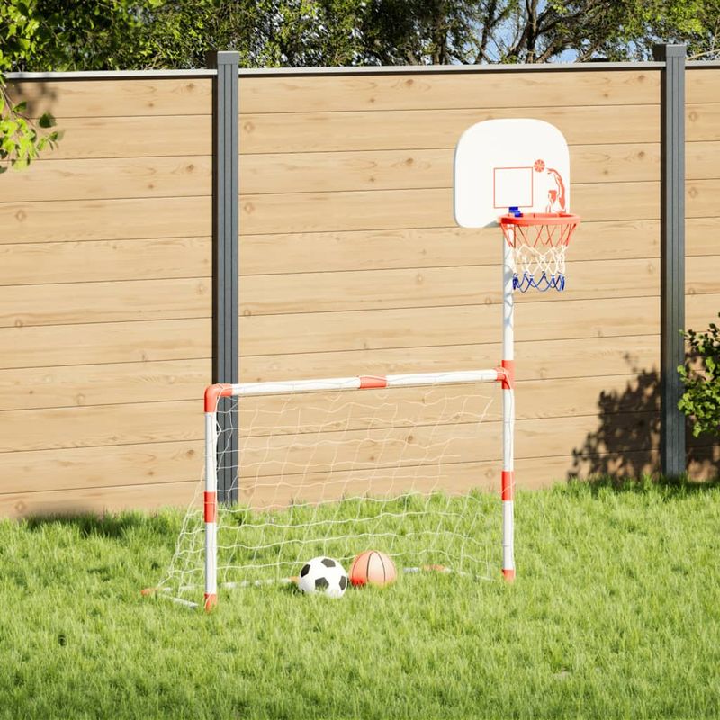 Sport si Outdoor - Sporturi de echipa - Baschet - Mingi de baschet - Set fotbal si baschet pentru copii cu mingi, 98x50x70 cm - Infinity.ro