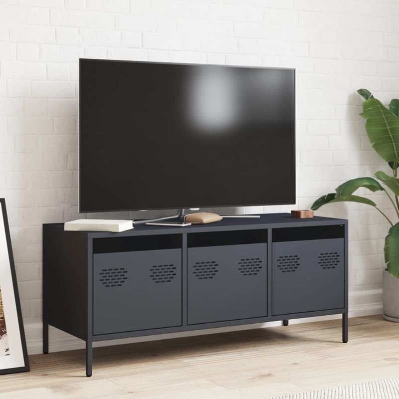 Casa si Gradina - Mobilier - Comode si corpuri - Comode - Dulap TV, antracit, 101,5x39x43,5 cm, otel laminat la rece - Infinity.ro