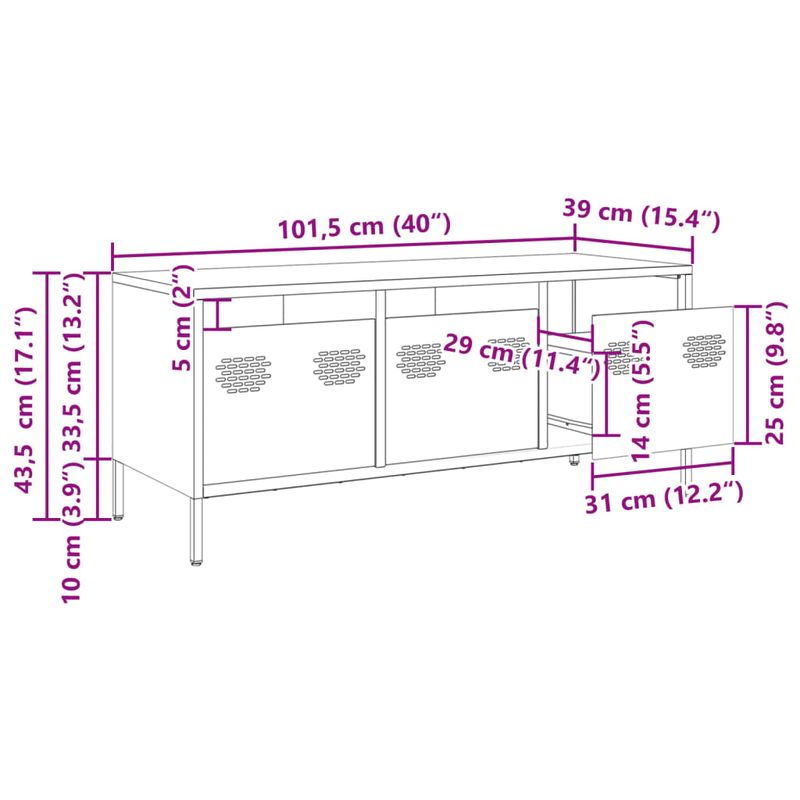 Casa si Gradina - Mobilier - Comode si corpuri - Comode - Dulap TV, antracit, 101,5x39x43,5 cm, otel laminat la rece - Infinity.ro
