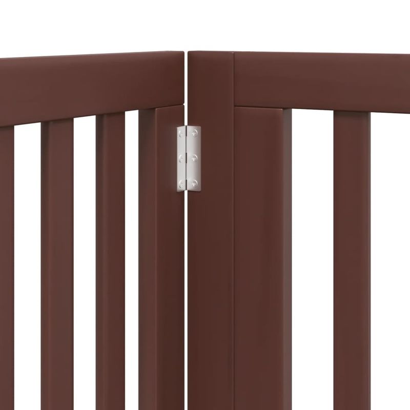 Petshop - Accesorii petshop - Culcusuri si custi - Custi interior si exterior - Poarta caini pliabila cu usa 8 panouri maro 640 cm, lemn plop - Infinity.ro