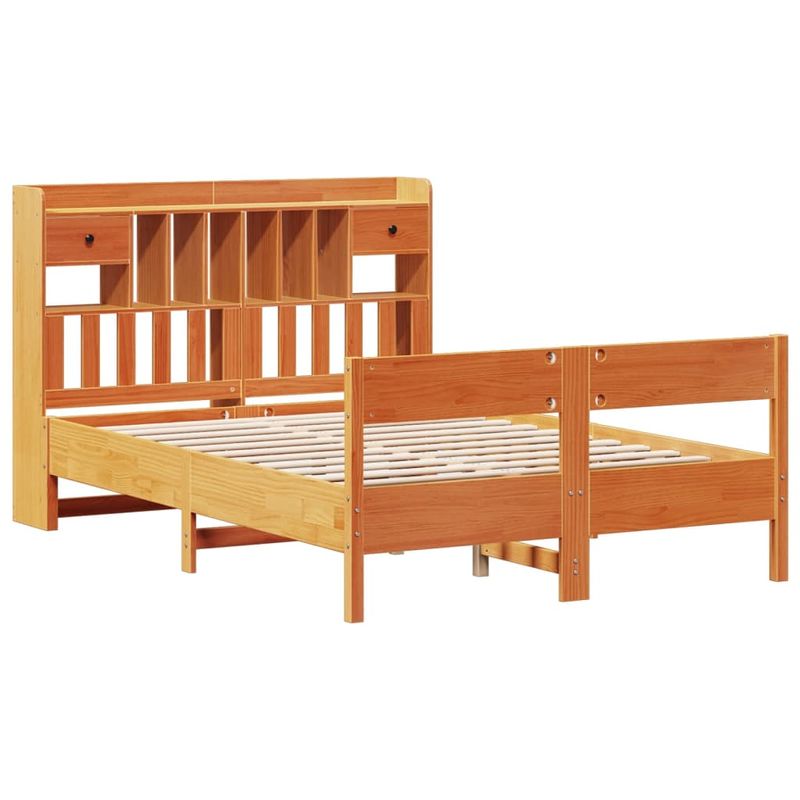 Casa si Gradina - Mobilier - Paturi si accesorii - Paturi - Pat cu biblioteca fara saltea maro 140x200 cm lemn masiv de pin - Infinity.ro