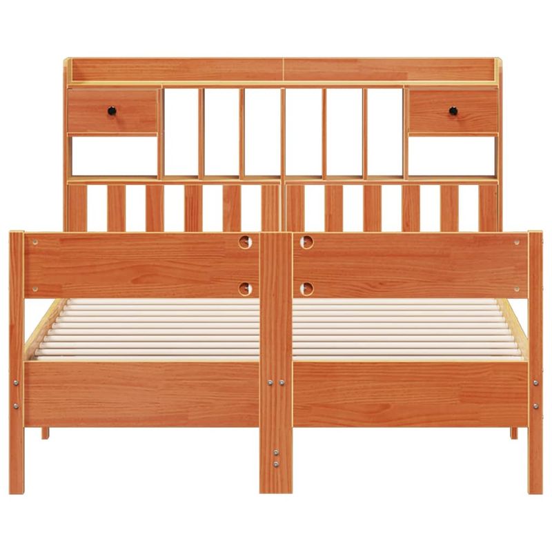 Casa si Gradina - Mobilier - Paturi si accesorii - Paturi - Pat cu biblioteca fara saltea maro 140x200 cm lemn masiv de pin - Infinity.ro