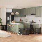 Petshop - Accesorii petshop - Culcusuri si custi - Custi interior si exterior - Poarta caini pliabila cu usa 12 panouri negru 960 cm, lemn plop - Infinity.ro