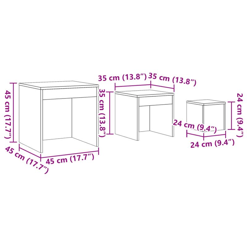 Casa si Gradina - Mobilier - Mese si birouri - Mese living - Mese suprapuse, 3 buc., lemn vechi, lemn prelucrat - Infinity.ro