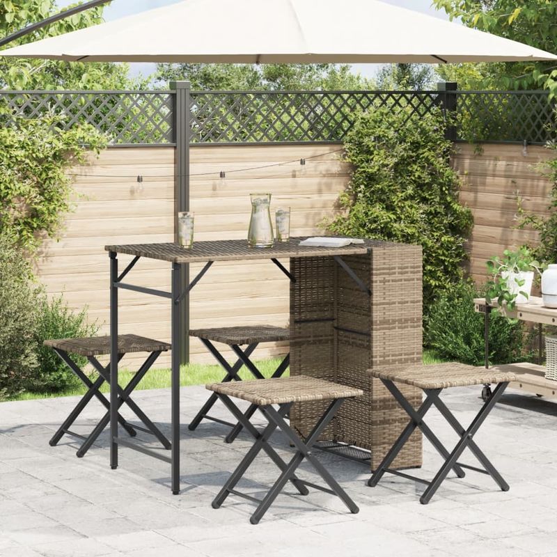 Casa si Gradina - Gradina si terasa - Mobilier exterior - Seturi mobila gradina - Set mobilier de gradina, pliabil, 5 piese, bej, poliratan - Infinity.ro