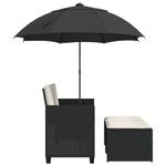 Casa si Gradina - Gradina si terasa - Mobilier exterior - Canapele si fotolii gradina - Canapea de gradina cu 2 locuri/umbrela/taburete negru și crem poliratan - Infinity.ro