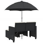 Casa si Gradina - Gradina si terasa - Mobilier exterior - Canapele si fotolii gradina - Canapea de gradina cu 2 locuri/umbrela/taburete negru și crem poliratan - Infinity.ro