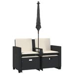 Casa si Gradina - Gradina si terasa - Mobilier exterior - Canapele si fotolii gradina - Canapea de gradina cu 2 locuri/umbrela/taburete negru și crem poliratan - Infinity.ro
