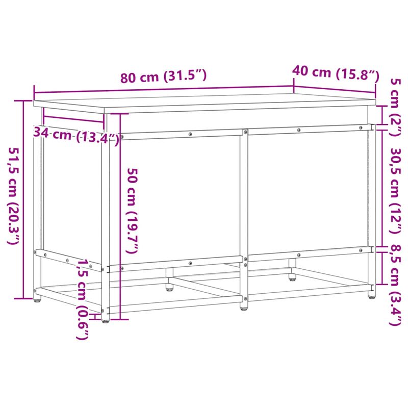 Casa si Gradina - Mobilier - Organizare si depozitare - Cutii depozitare - Cutie depozitare stejar maro 80x40x51,5 cm lemn prelucrat - Infinity.ro