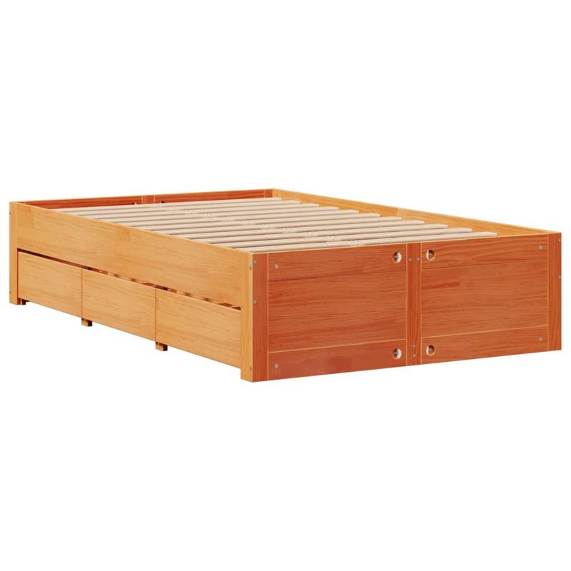 Casa si Gradina - Mobilier - Paturi si accesorii - Paturi - Cadru pat fara saltea/cu sertare maro 120x190 cm lemn masiv pin - Infinity.ro
