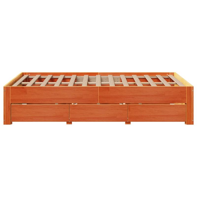 Casa si Gradina - Mobilier - Paturi si accesorii - Paturi - Cadru pat fara saltea/cu sertare maro 120x190 cm lemn masiv pin - Infinity.ro