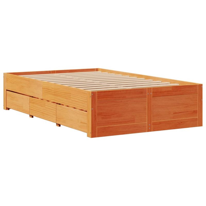 Casa si Gradina - Mobilier - Paturi si accesorii - Paturi - Cadru pat fara saltea/cu sertare maro 120x190 cm lemn masiv pin - Infinity.ro