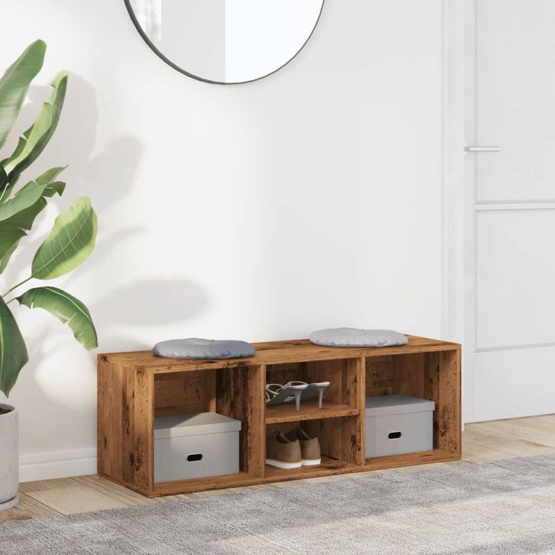 Casa si Gradina - Mobilier - Organizare si depozitare - Organizator incaltaminte - Banca depozitare pantofi lemn vechi 105x35x35 cm lemn prelucrat - Infinity.ro