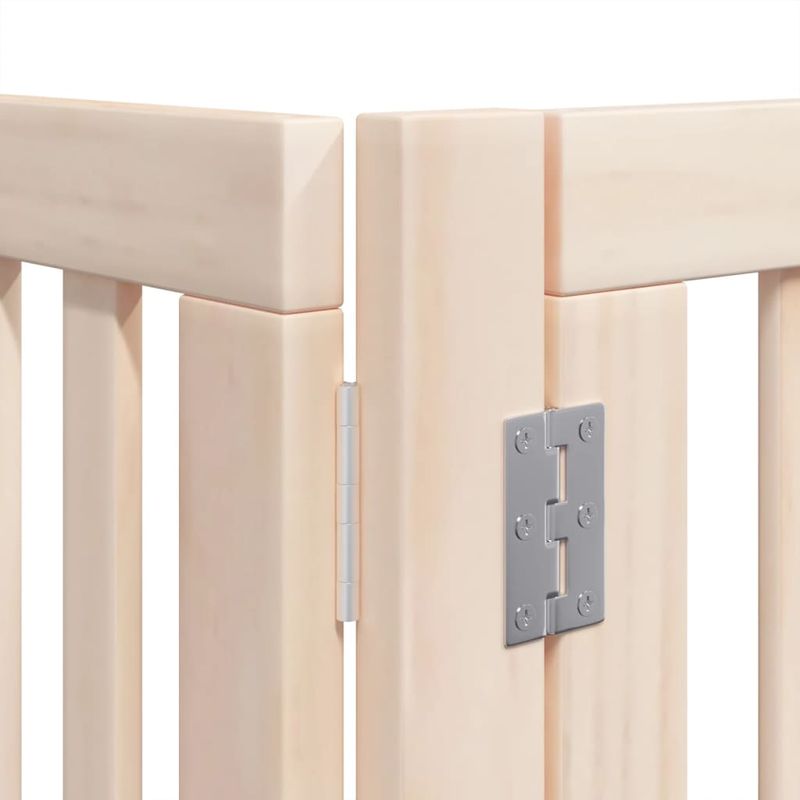 Petshop - Accesorii petshop - Culcusuri si custi - Custi interior si exterior - Poarta de caini pliabila cu usa, 8 panouri, 640 cm, lemn plop - Infinity.ro