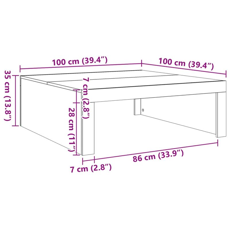 Casa si Gradina - Mobilier - Mese si birouri - Masute de cafea - Masuta cafea, stejar artizanal, 100x100x35 cm, lemn prelucrat - Infinity.ro