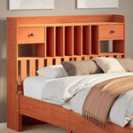 Casa si Gradina - Mobilier - Paturi si accesorii - Accesorii paturi - Tablie de pat cu depozitare maro ceruit, 135 cm, lemn masiv pin - Infinity.ro