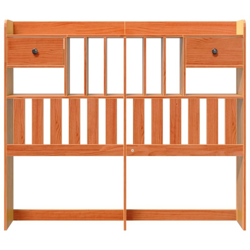 Casa si Gradina - Mobilier - Paturi si accesorii - Accesorii paturi - Tablie de pat cu depozitare maro ceruit, 135 cm, lemn masiv pin - Infinity.ro