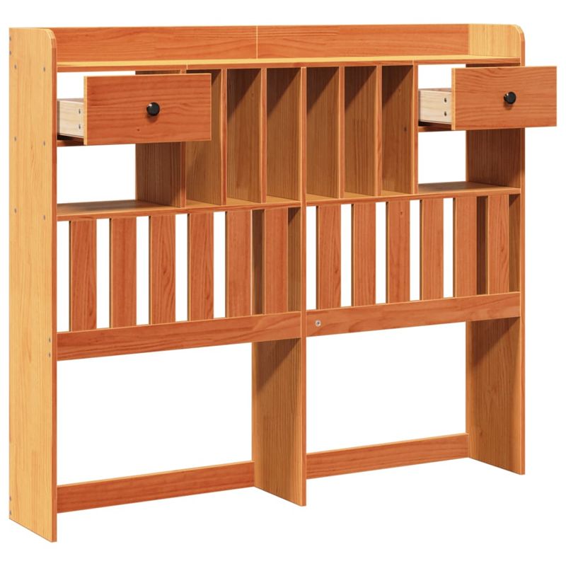 Casa si Gradina - Mobilier - Paturi si accesorii - Accesorii paturi - Tablie de pat cu depozitare maro ceruit, 135 cm, lemn masiv pin - Infinity.ro