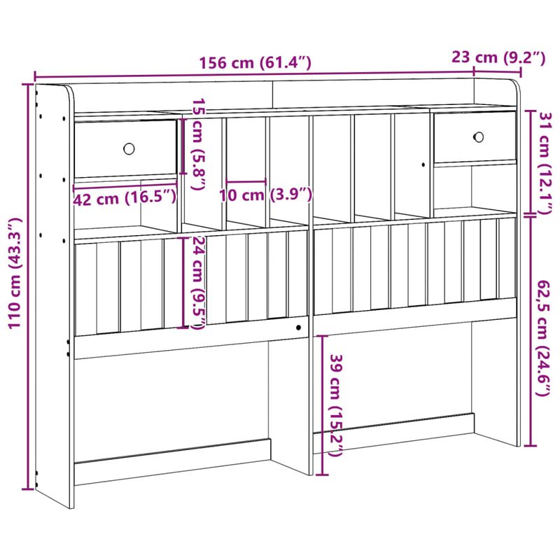 Casa si Gradina - Mobilier - Paturi si accesorii - Accesorii paturi - Tablie de pat cu depozitare alb 150 cm lemn masiv de pin - Infinity.ro
