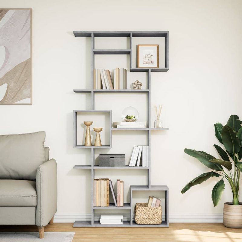 Casa si Gradina - Mobilier - Biblioteci si rafturi - Biblioteci - Biblioteca, gri beton, 92x29x188 cm, lemn prelucrat - Infinity.ro