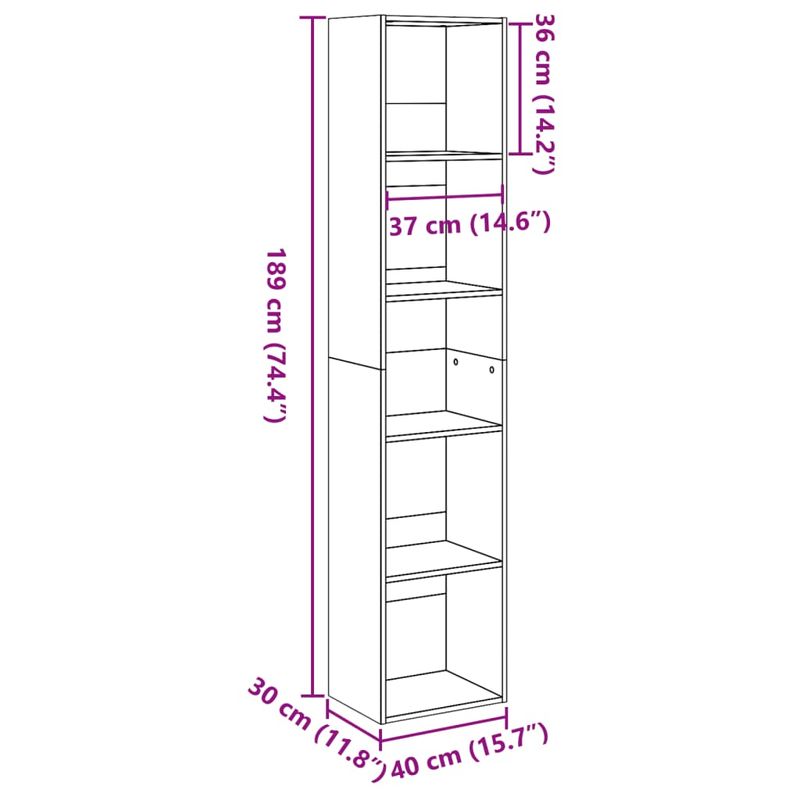 Casa si Gradina - Mobilier - Biblioteci si rafturi - Biblioteci - Biblioteca, stejar fumuriu, 40x30x189 cm, lemn prelucrat - Infinity.ro