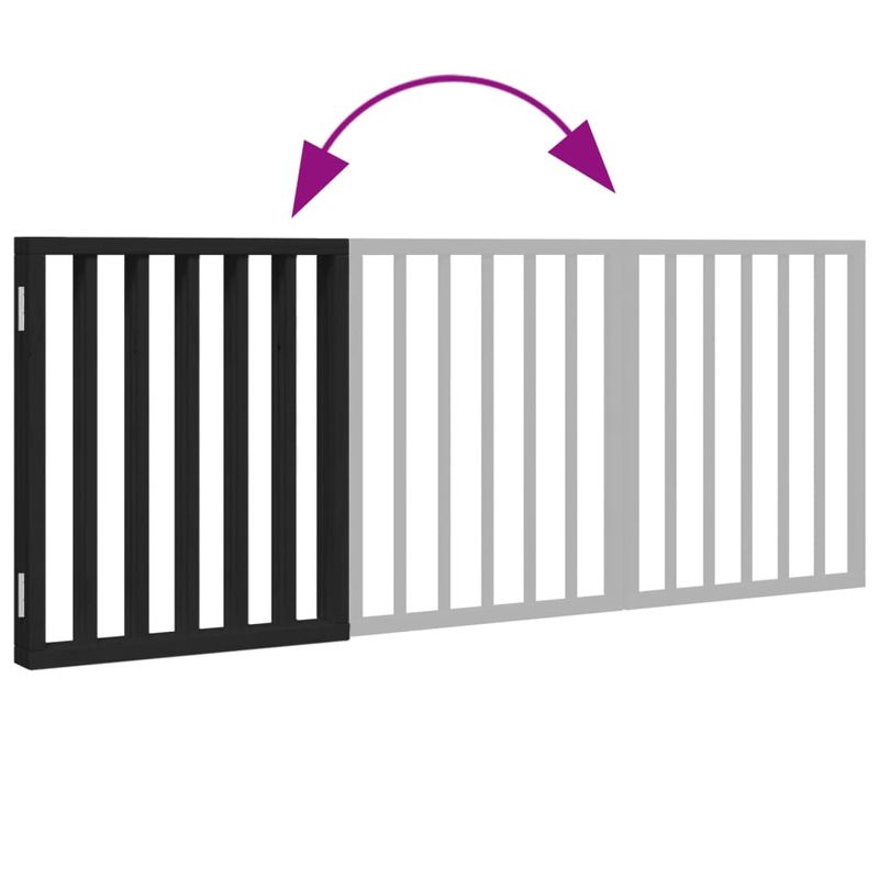 Petshop - Accesorii petshop - Culcusuri si custi - Custi interior si exterior - Poarta pentru caini pliabila 3 panouri negru, 150 cm, lemn plop - Infinity.ro