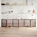 Petshop - Accesorii petshop - Culcusuri si custi - Custi interior si exterior - Poarta caini pliabila cu usa 6 panouri maro, 300 cm, lemn plop - Infinity.ro