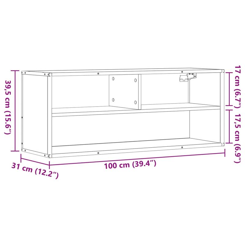 Casa si Gradina - Mobilier - Comode si corpuri - Comode - Dulap TV, stejar maro, 100x31x39,5 cm, lemn prelucrat si metal - Infinity.ro