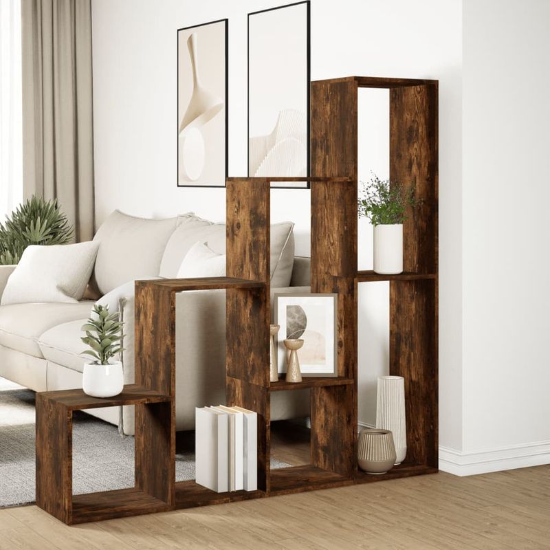 Casa si Gradina - Mobilier - Biblioteci si rafturi - Biblioteci - Biblioteca/separator stejar fumuriu 143,5x29x143,5 cm lemn - Infinity.ro