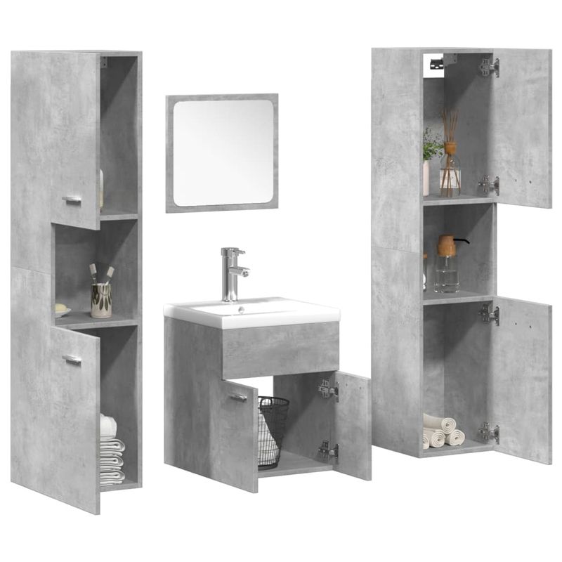 Casa si Gradina - Mobilier - Seturi de mobilier - Seturi baie - Set mobilier de baie, 5 piese, gri beton, lemn prelucrat - Infinity.ro